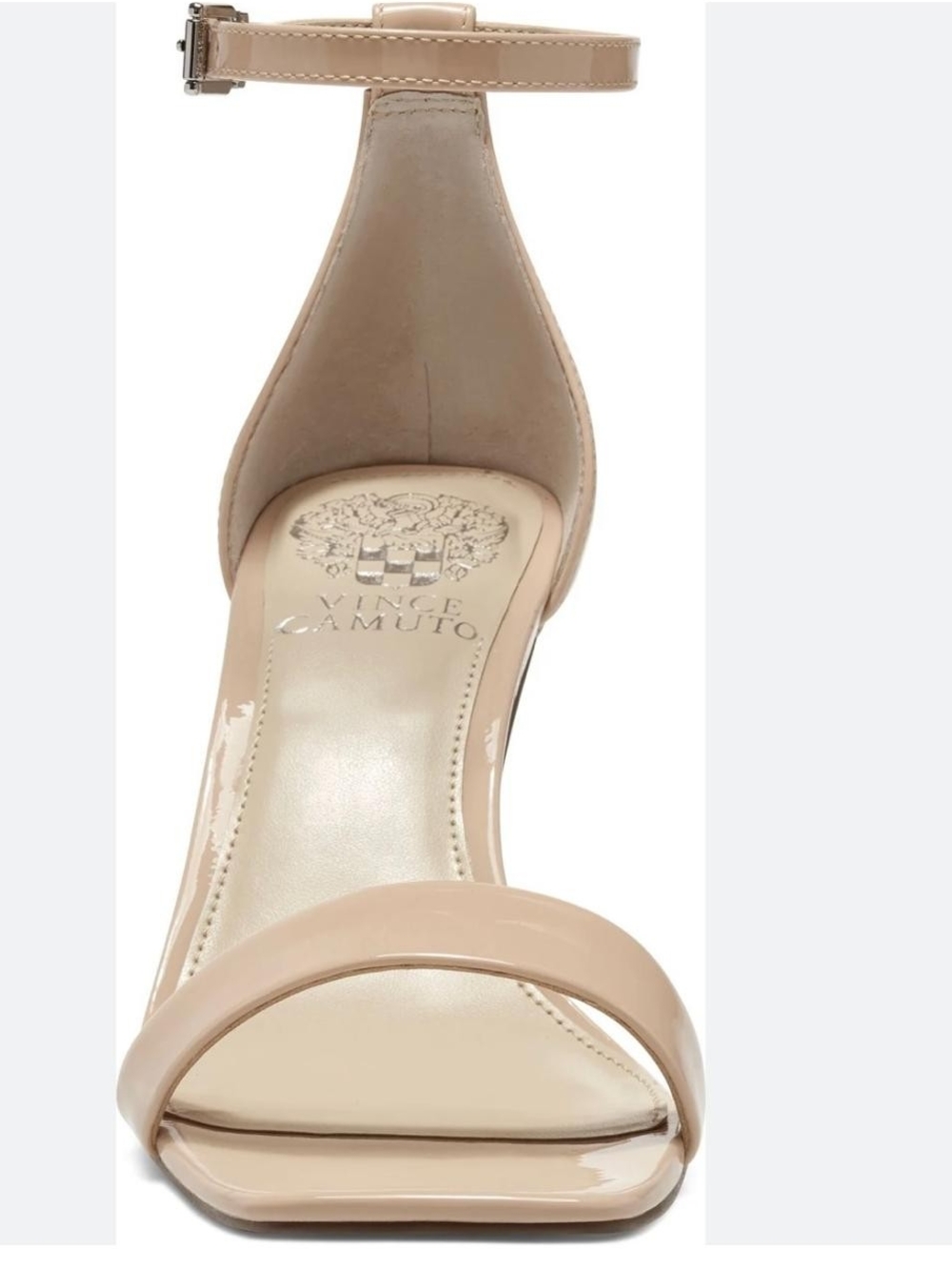 Vince Camuto Nude Patent Ankle-Strap Block Heels Size 8.5